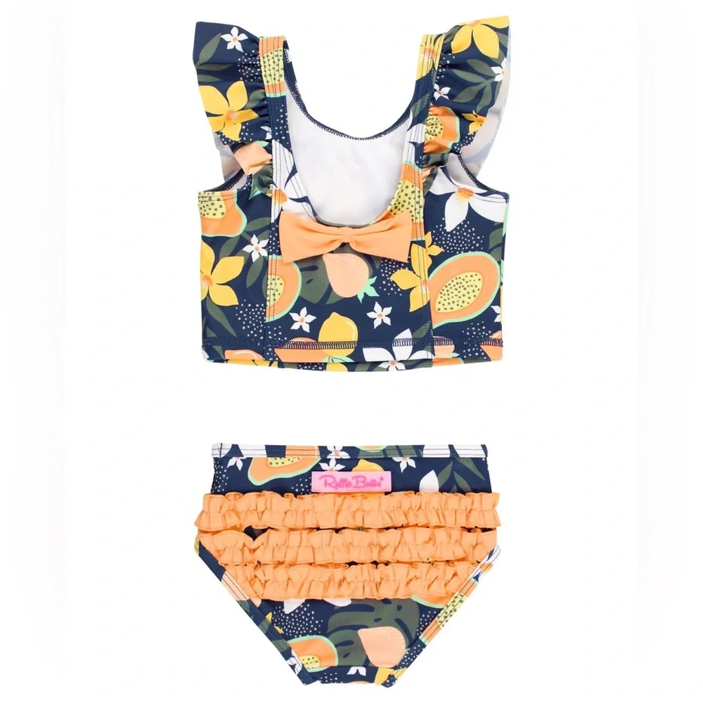 Ruffle Butts Navy Waterfall Bikini Into the Tropics Print 12-18 Months